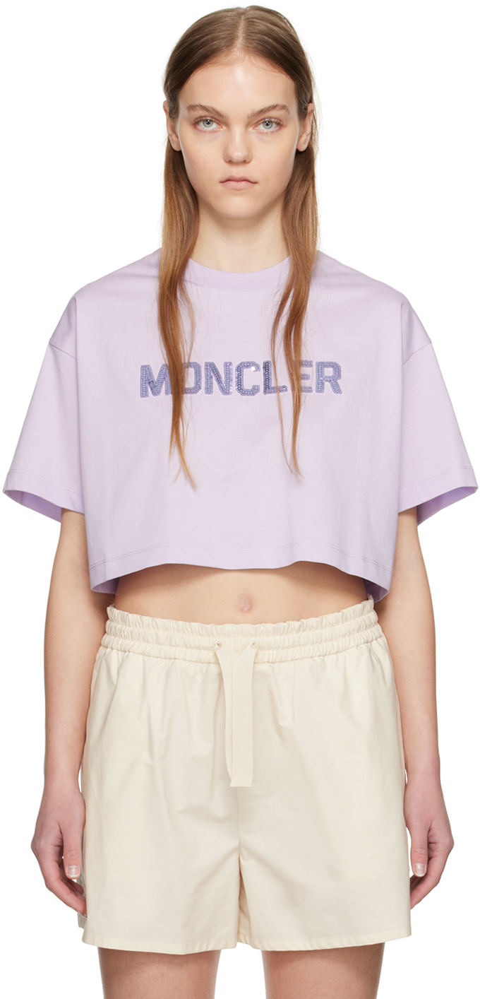 Moncler Purple Sequinned T-shirt In 61a Purple Sage
