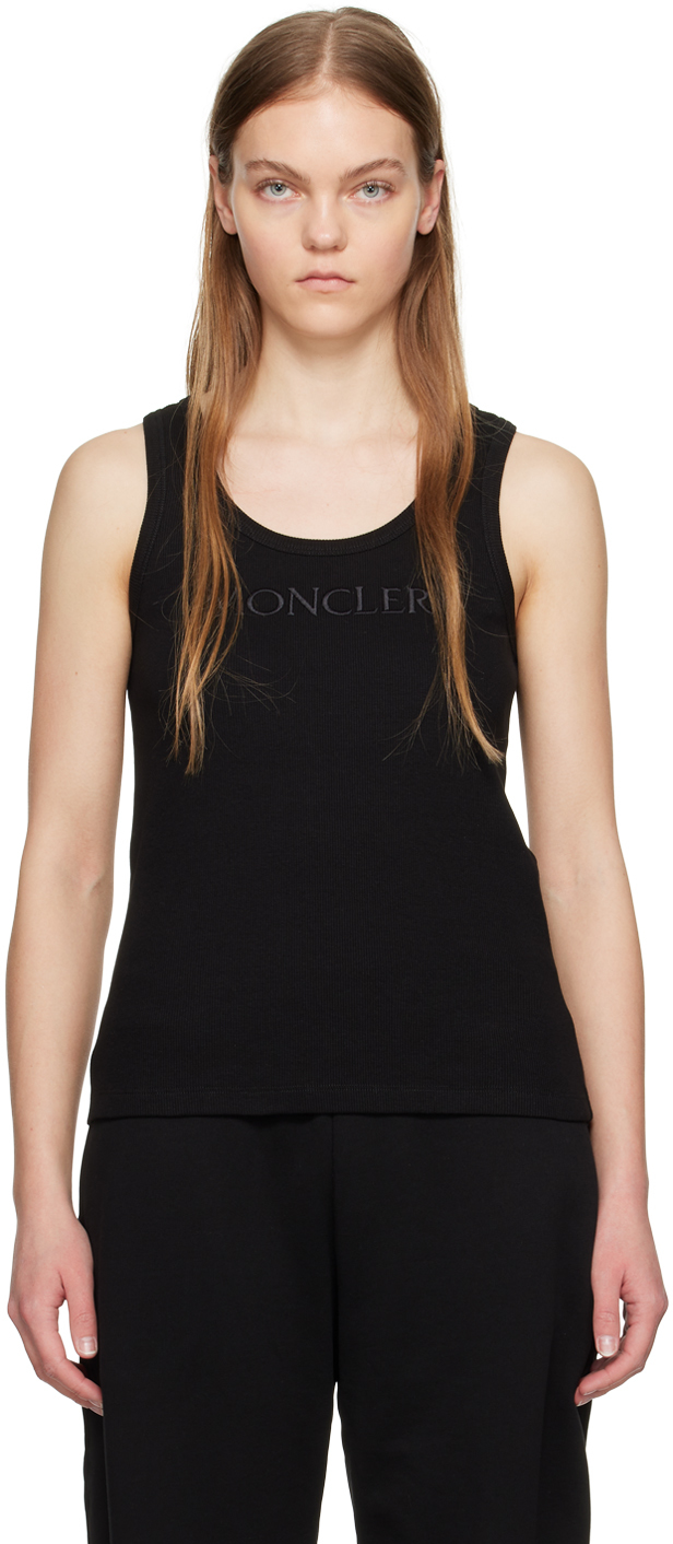 Black Embroidered Tank Top