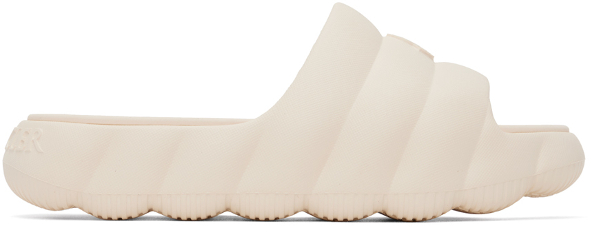 Shop Moncler Off-white Lilo Slides In 34 Silk White