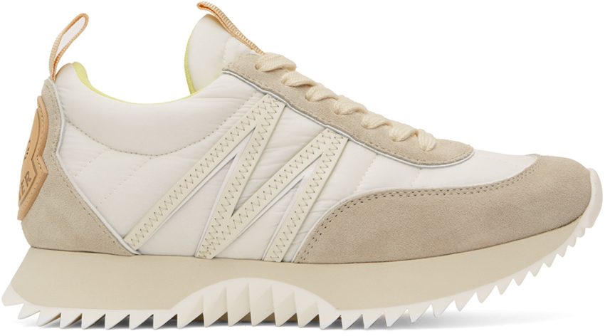 Shop Moncler Beige & White Pacey Sneakers In 41 White