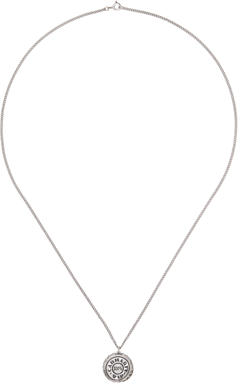 Carhartt Silver Bottle Cap Pendant Necklace In 95 Silver