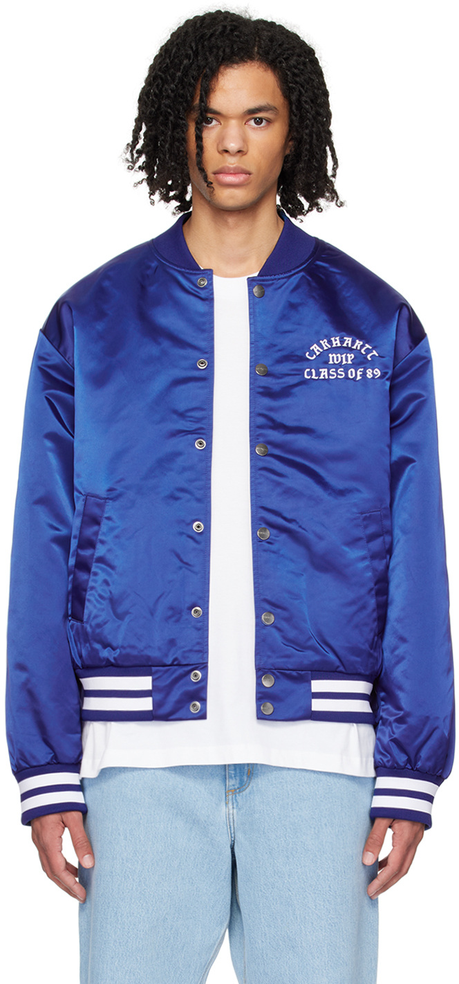 Blue 'Class of 89' Bomber Jacket by Carhartt Work In Progress on Sale