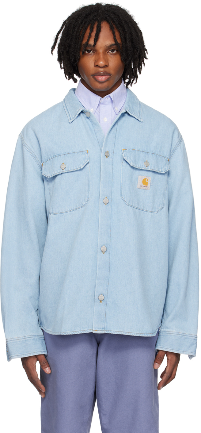 Shop Carhartt Blue Harvey Denim Jacket In 01 Blue