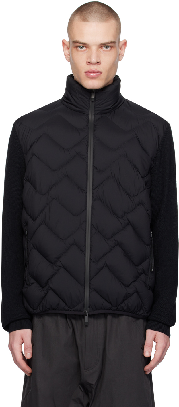 Moncler Black Paneled Down Jacket In Black 999