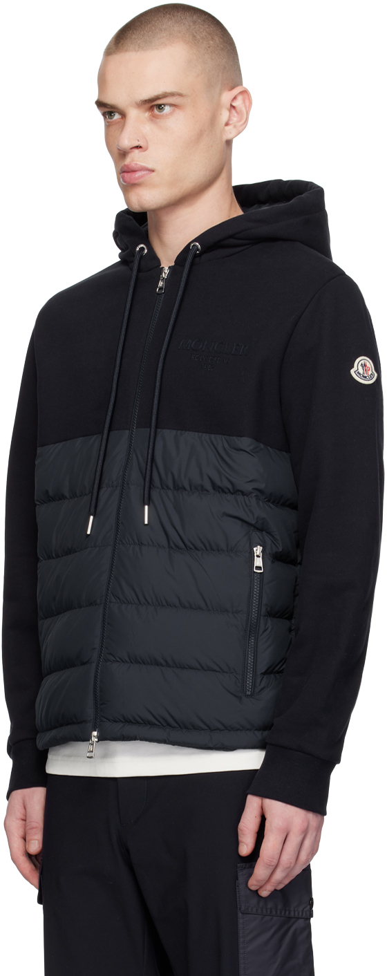 MONCLER｜DOWN JACKETS (1A00090 595FE 778) Moncler Navy Embroidered Down Jacket In Dark Navy Blue 778