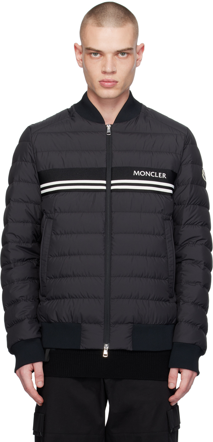 Moncler Black Patch Down Jacket In Black 999