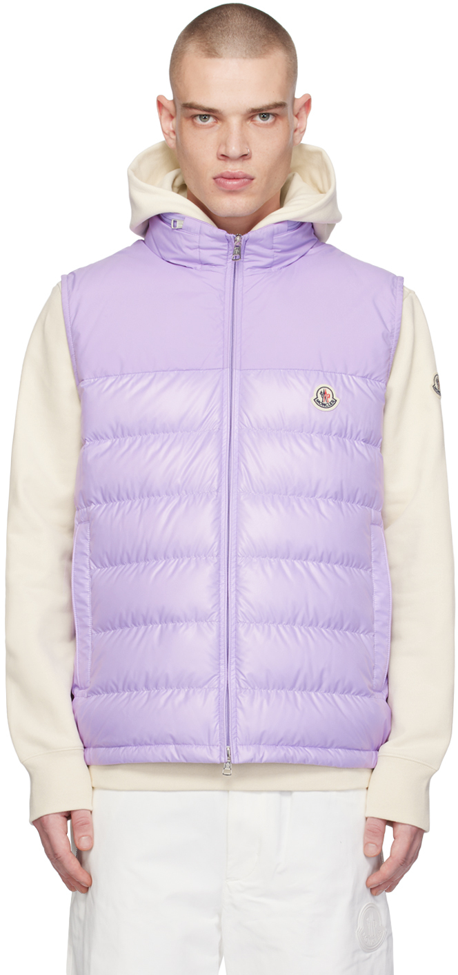 Shop Moncler Purple Cerces Down Vest In Mystic Violet 62e