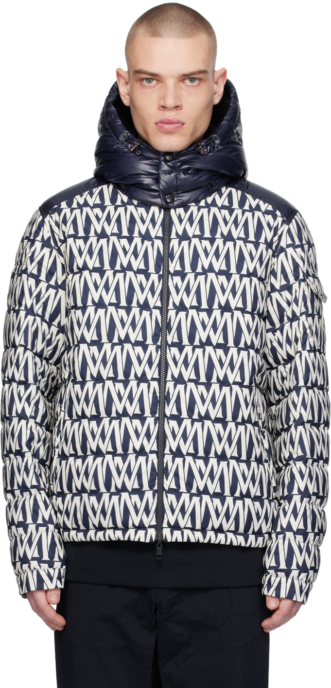 Shop Moncler Navy Tablasses Reversible Down Jacket In P. M A/o Wht/nvy S70