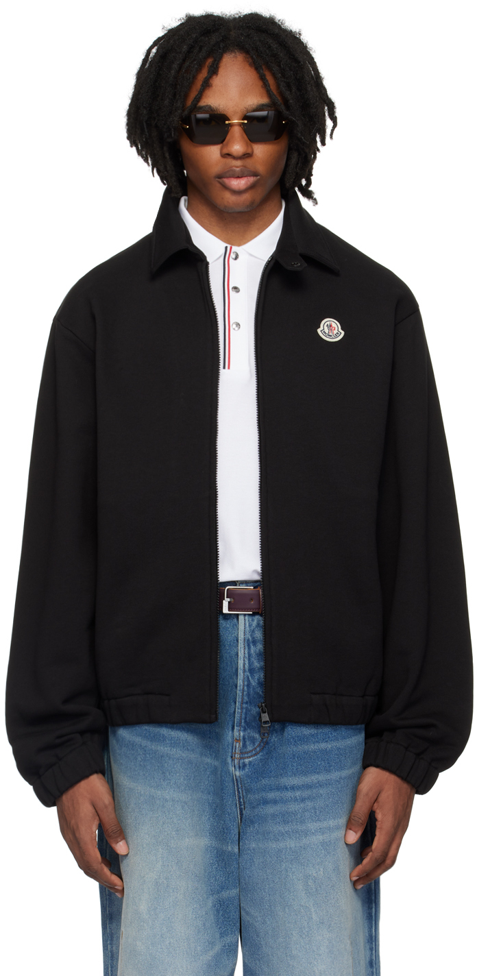 Shop Moncler Black Zip Sweatshirt In Smoky Black 998