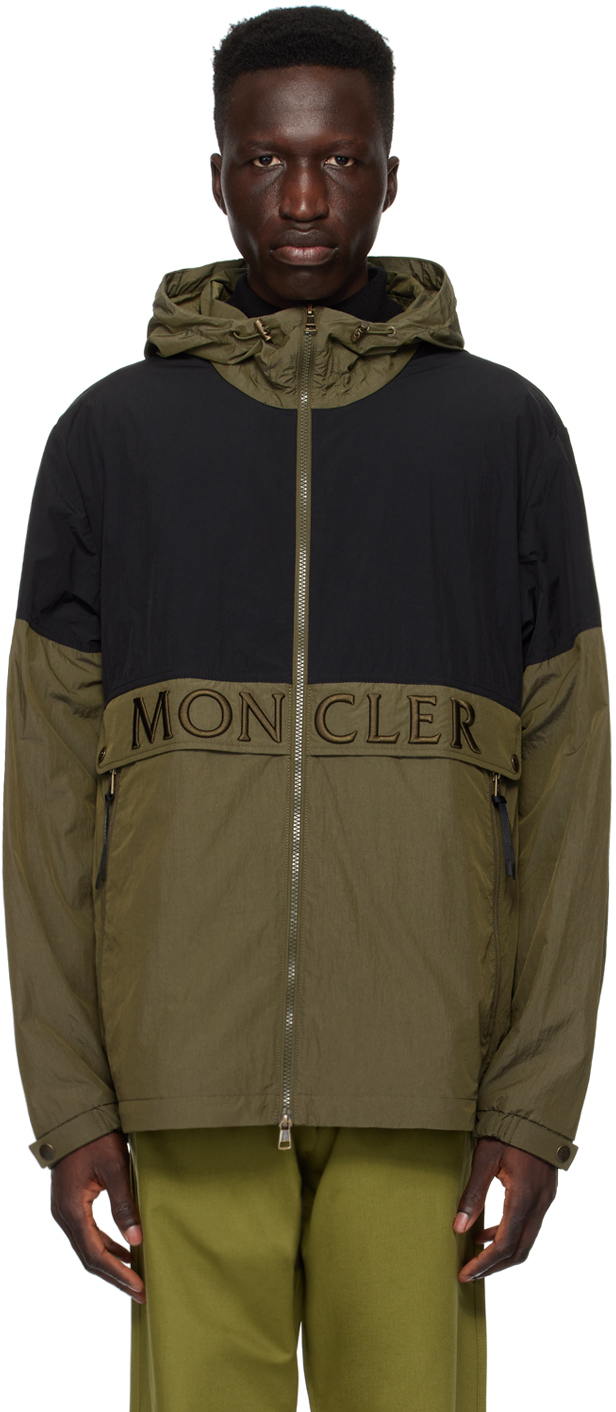 Shop Moncler Black & Khaki Joly Jacket In Blck & Olive Grn 99t