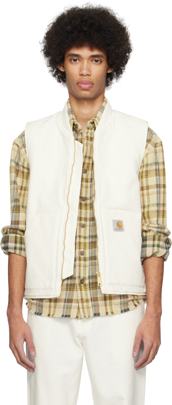Shop Carhartt White Classic Vest In D6 Wax