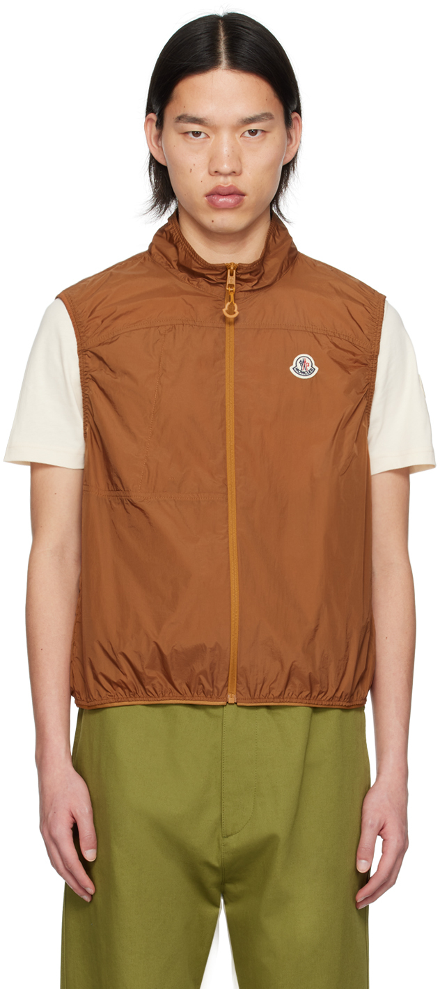Moncler Orange Arashi Vest In Dark Orange 184