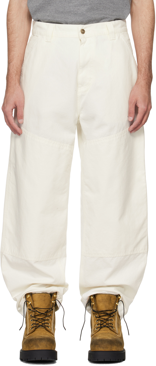 Shop Carhartt Off-white Wide Panel Trousers In D602 Wax