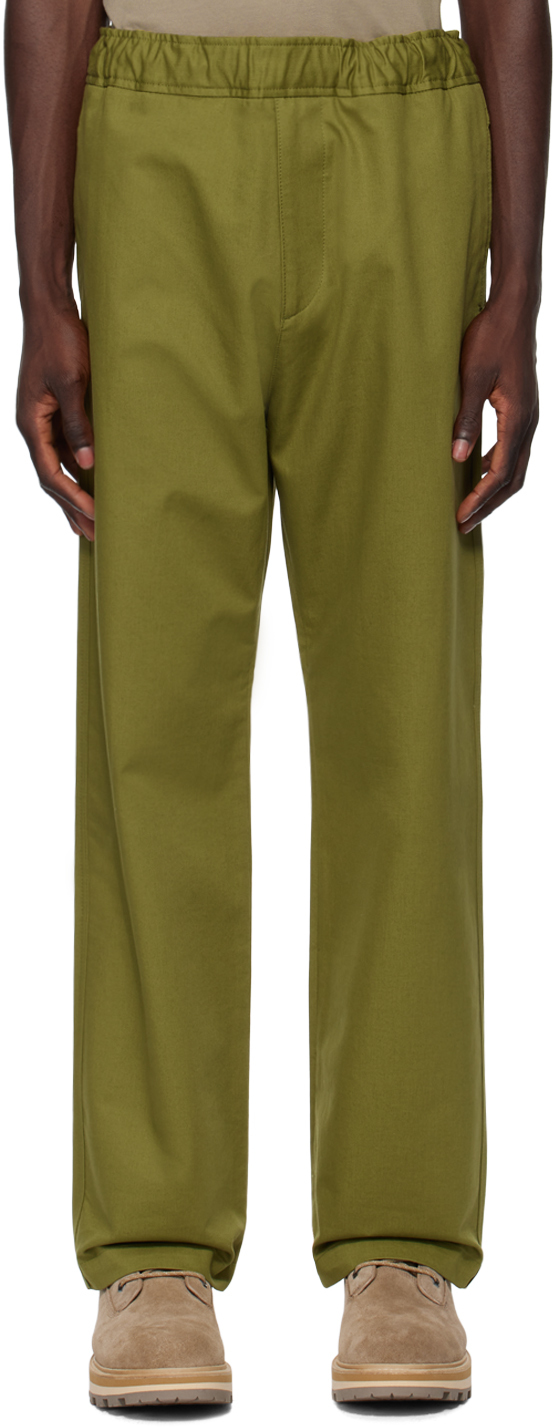 Shop Moncler Khaki Patch Trousers In Olive Amber 81o