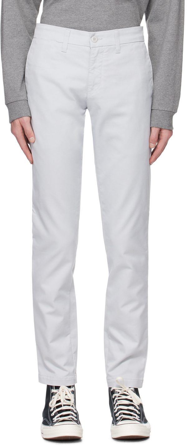 Carhartt Cream Cotton Twill Trousers In 1ye Sonic Silver