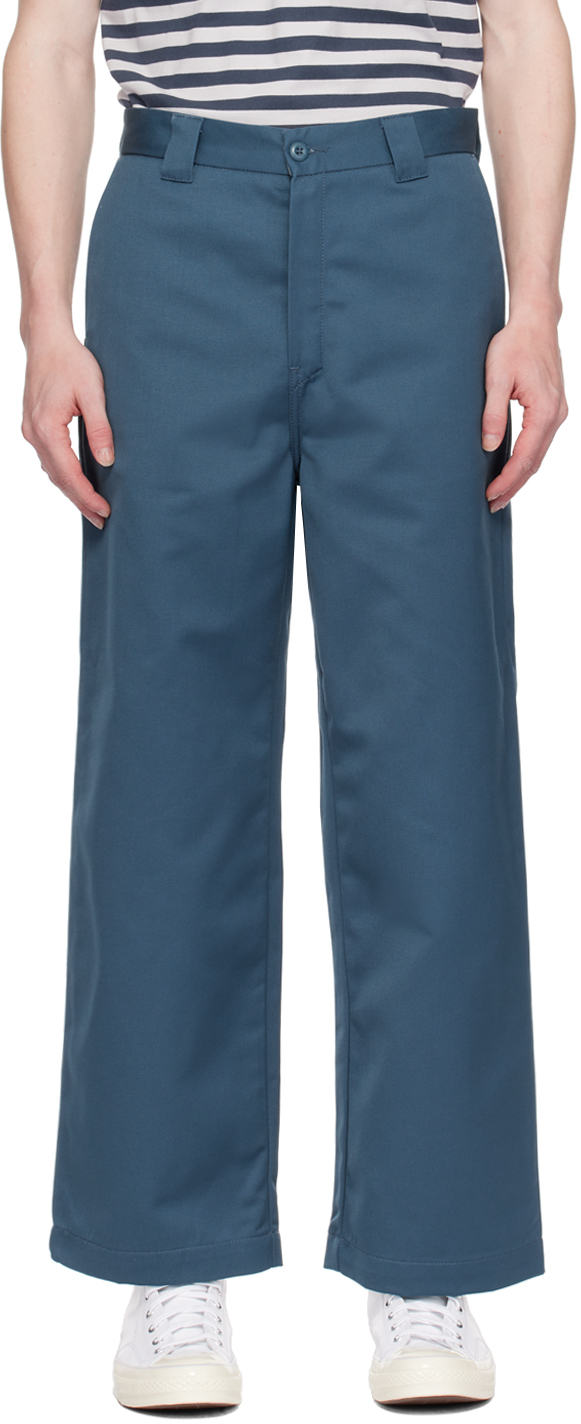 Shop Carhartt Navy Brooker Trousers In E9 Naval