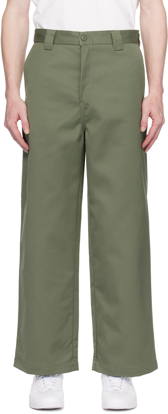 Shop Carhartt Khaki Brooker Trousers In 667 Dollar Green
