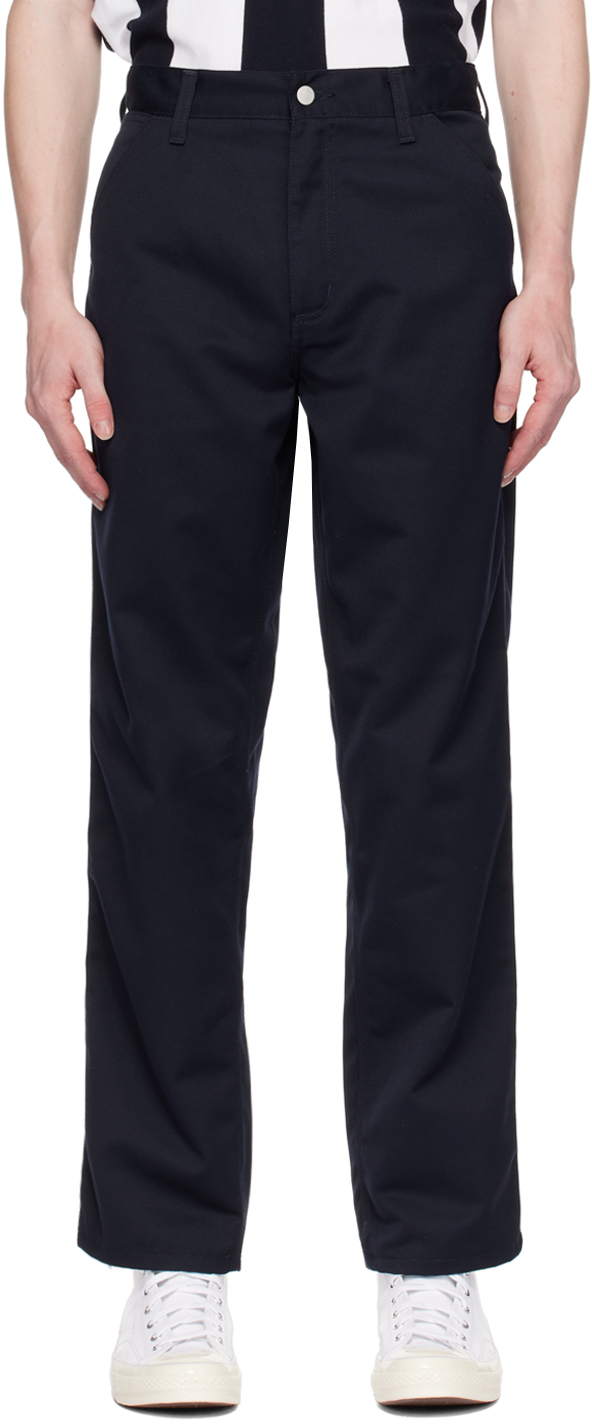 Shop Carhartt Navy Simple Trousers In 1c Dark Navy