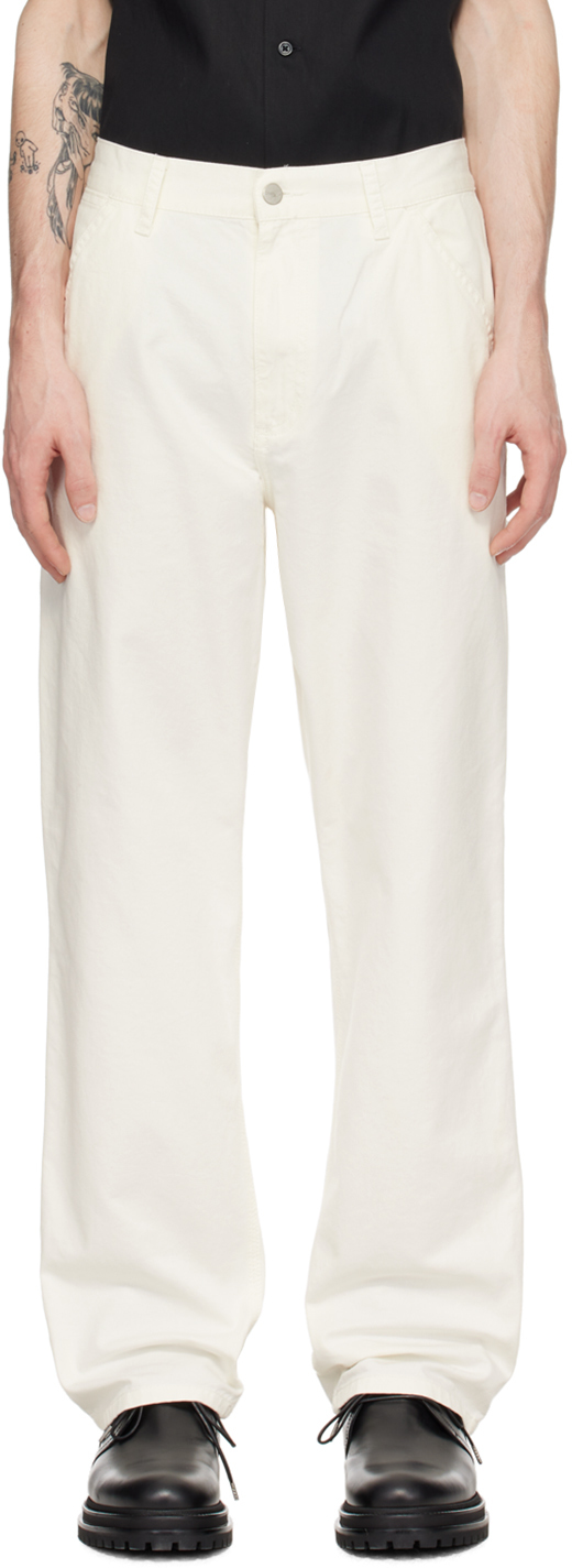 Carhartt Off-white Single Knee Trousers In 350 Off-white