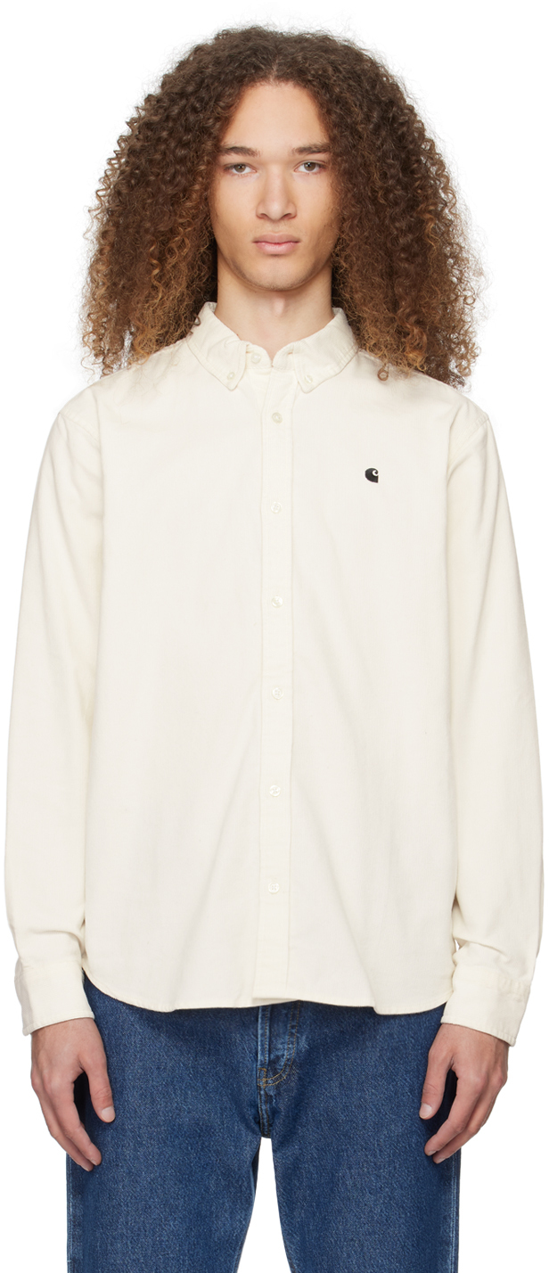 Shop Carhartt Off-white Madison Shirt In 0d3xx Wax / Black