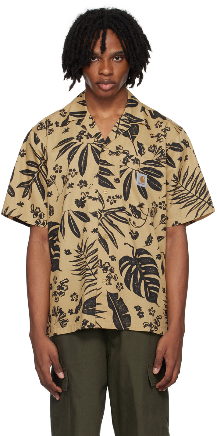 Tan Woodblock Shirt by Carhartt Work In Progress on Sale