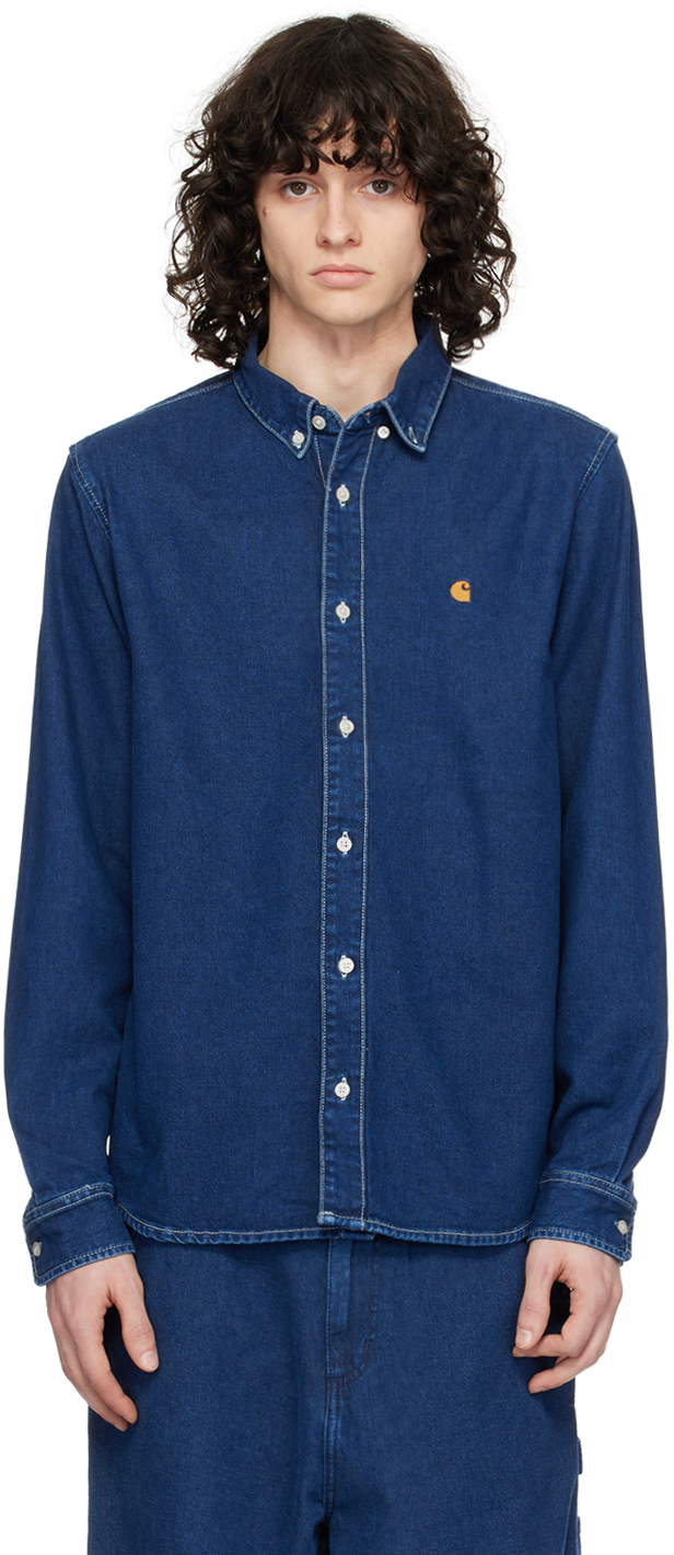 Carhartt Indigo Weldon Denim Shirt In 01 Blue