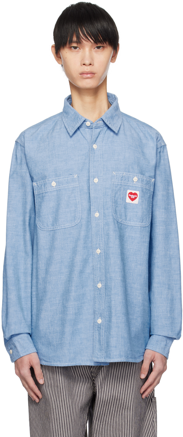 Carhartt Clink Heart Loose Fit Long Sleeve Shirt In Liberty Rinsed