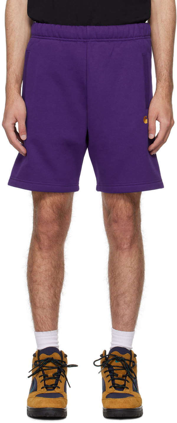 Carhartt Purple Chase Shorts In 1yvxx Tyrian / Gold