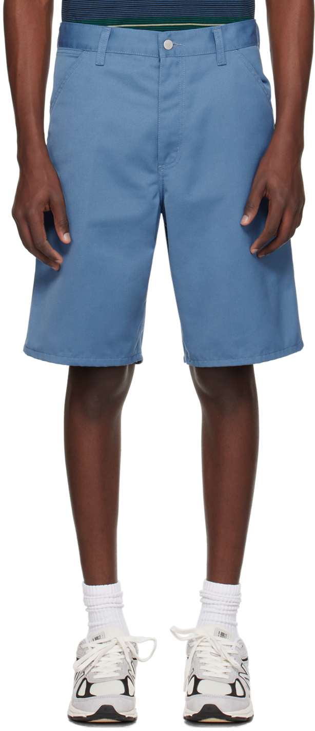 Carhartt Blue Simple Shorts In 1yi Sorrent