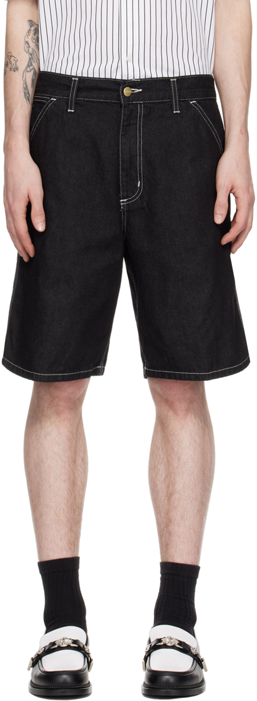 Black Simple Denim Shorts