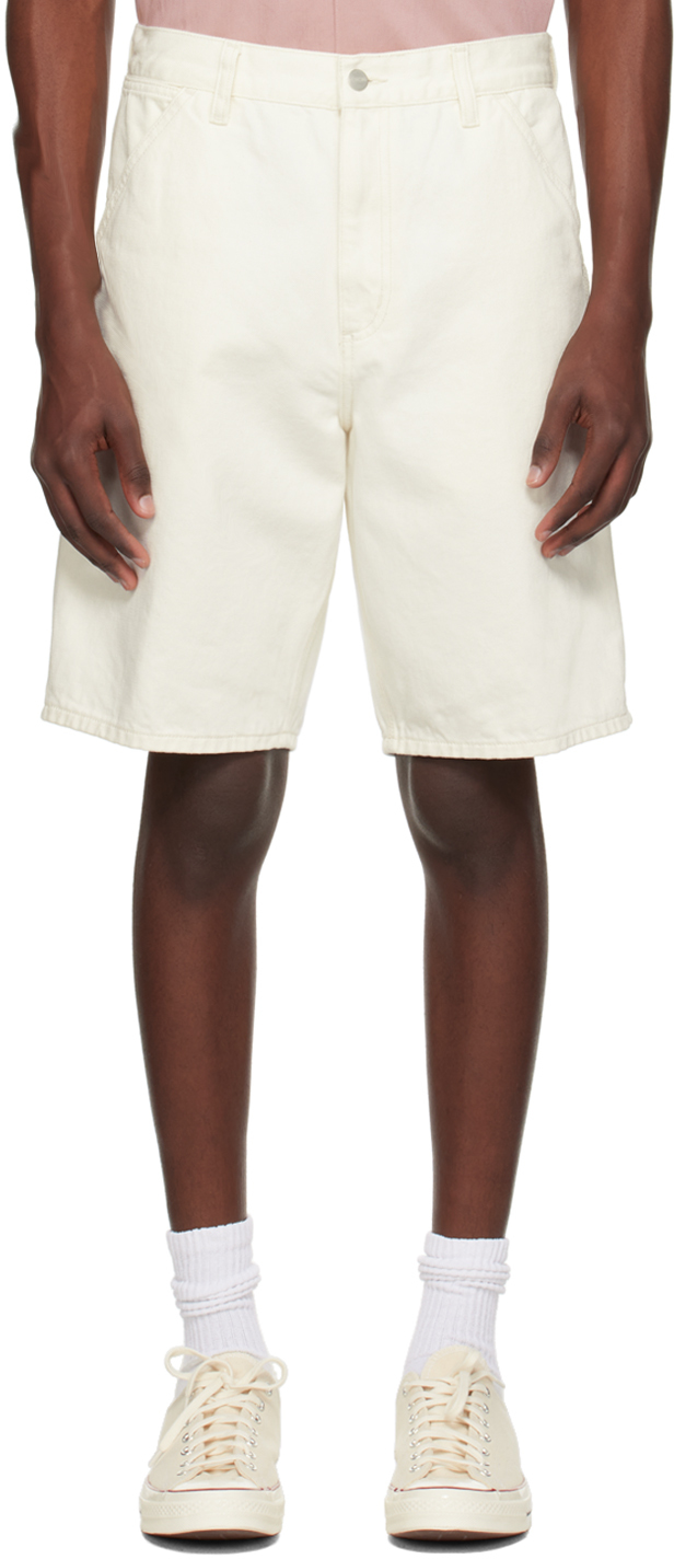 Carhartt Off-white Single Knee Denim Shorts In 02 White