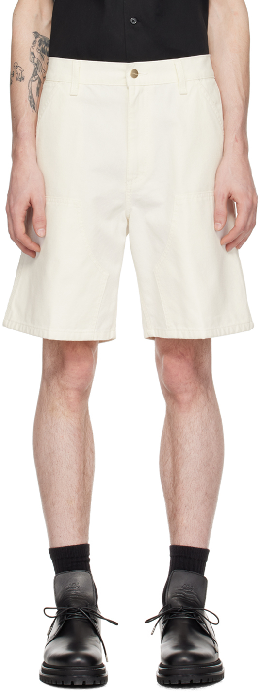Shop Carhartt White Double Knee Shorts In D6 Wax
