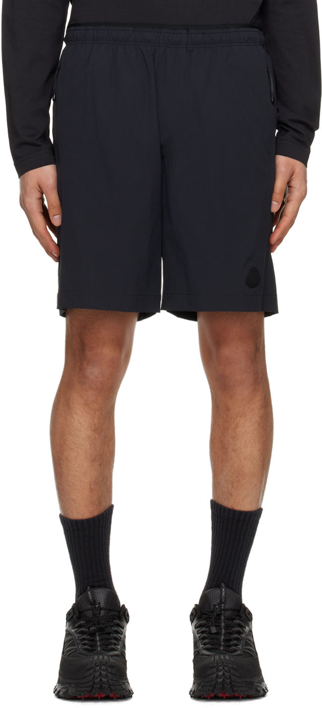 Shop Moncler Black Drawstring Shorts In Black 999