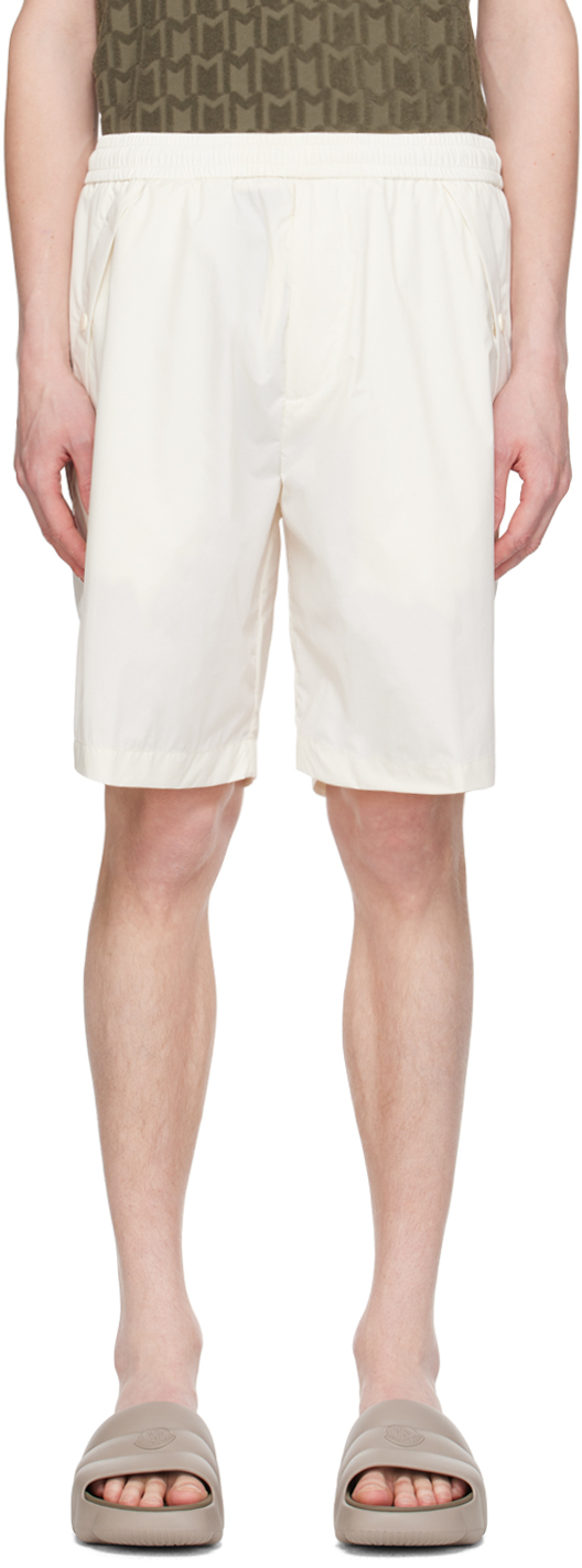 Shop Moncler Off-white Drawstring Shorts In Pale Ivory 038