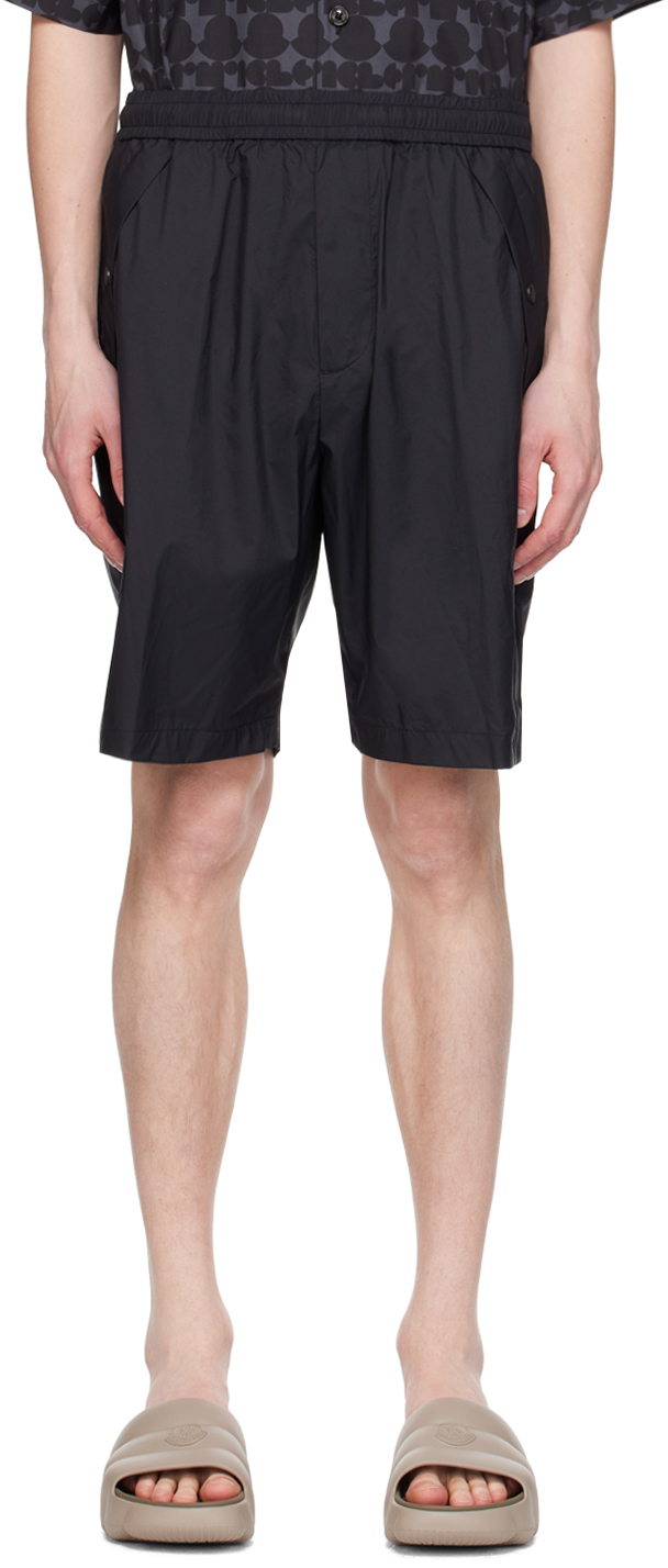 Shop Moncler Black Drawstring Shorts In Black 999