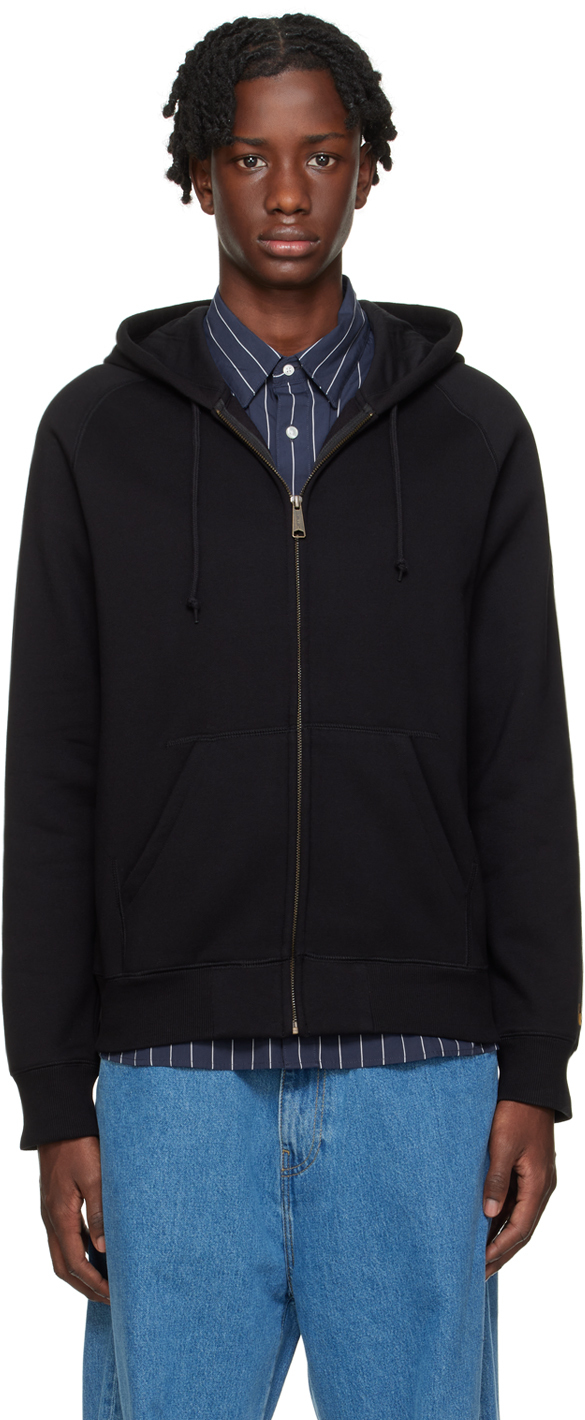 Carhartt Black Chase Hoodie In 00fxx Black / Gold