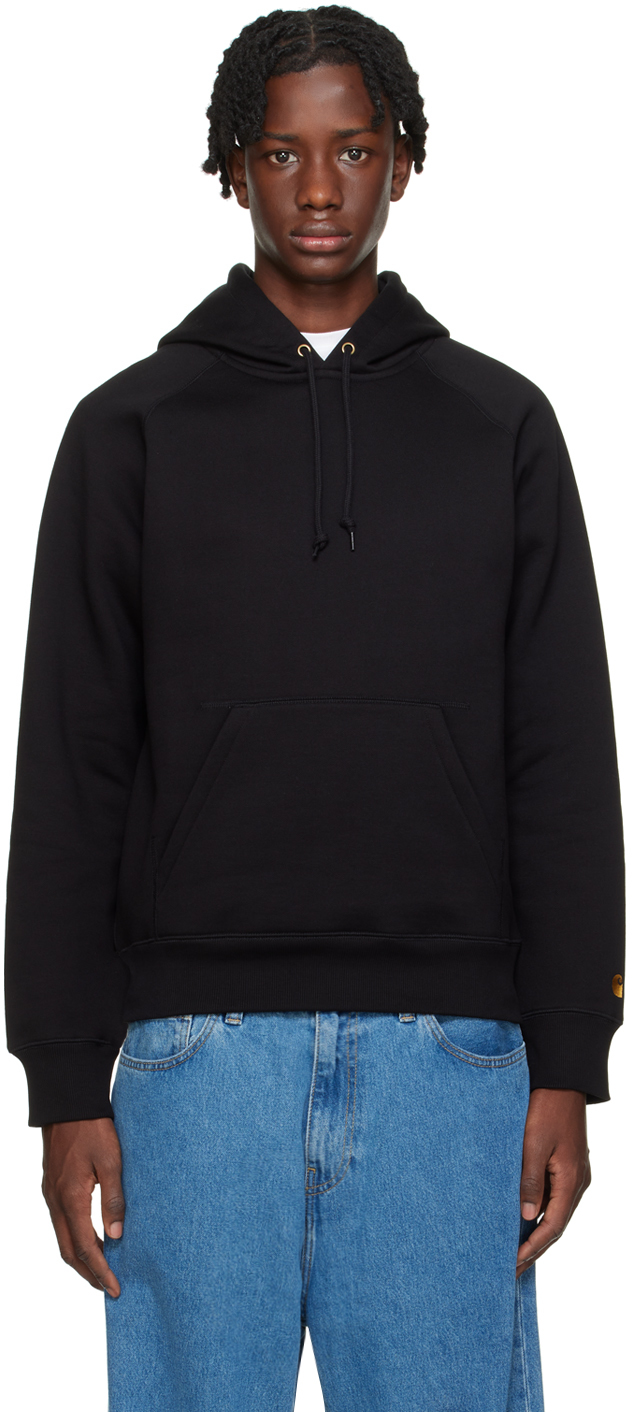 Carhartt Black Chase Hoodie In 00fxx Black / Gold