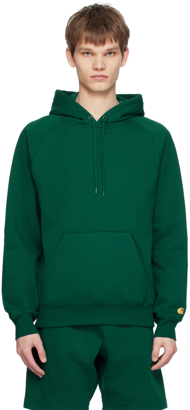 Shop Carhartt Green Chase Hoodie In 1yw Chervil / Gold