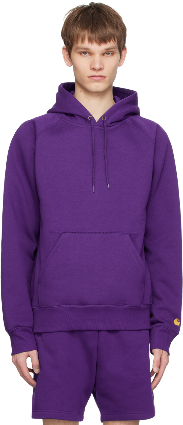 Shop Carhartt Purple Chase Hoodie In 1yv Tyrian / Gold