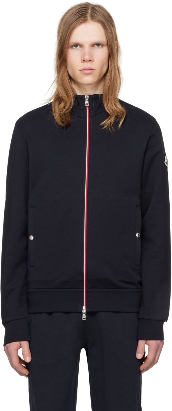 Moncler Navy Zip-up Sweatshirt In Midnight Blue