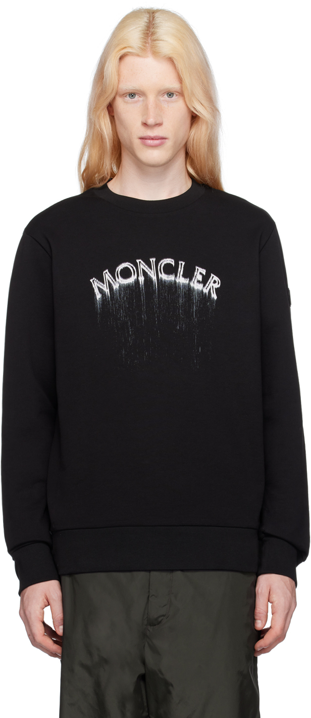 Shop Moncler Black Printed Sweatshirt In Black 999