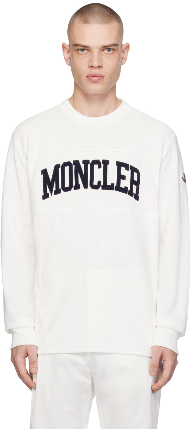 Shop Moncler White Embroidered Sweatshirt In Bright White 032