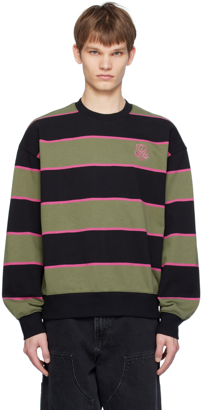 Carhartt Black & Khaki Wilt Sweatshirt In 21f Wilt Stripe, Dol