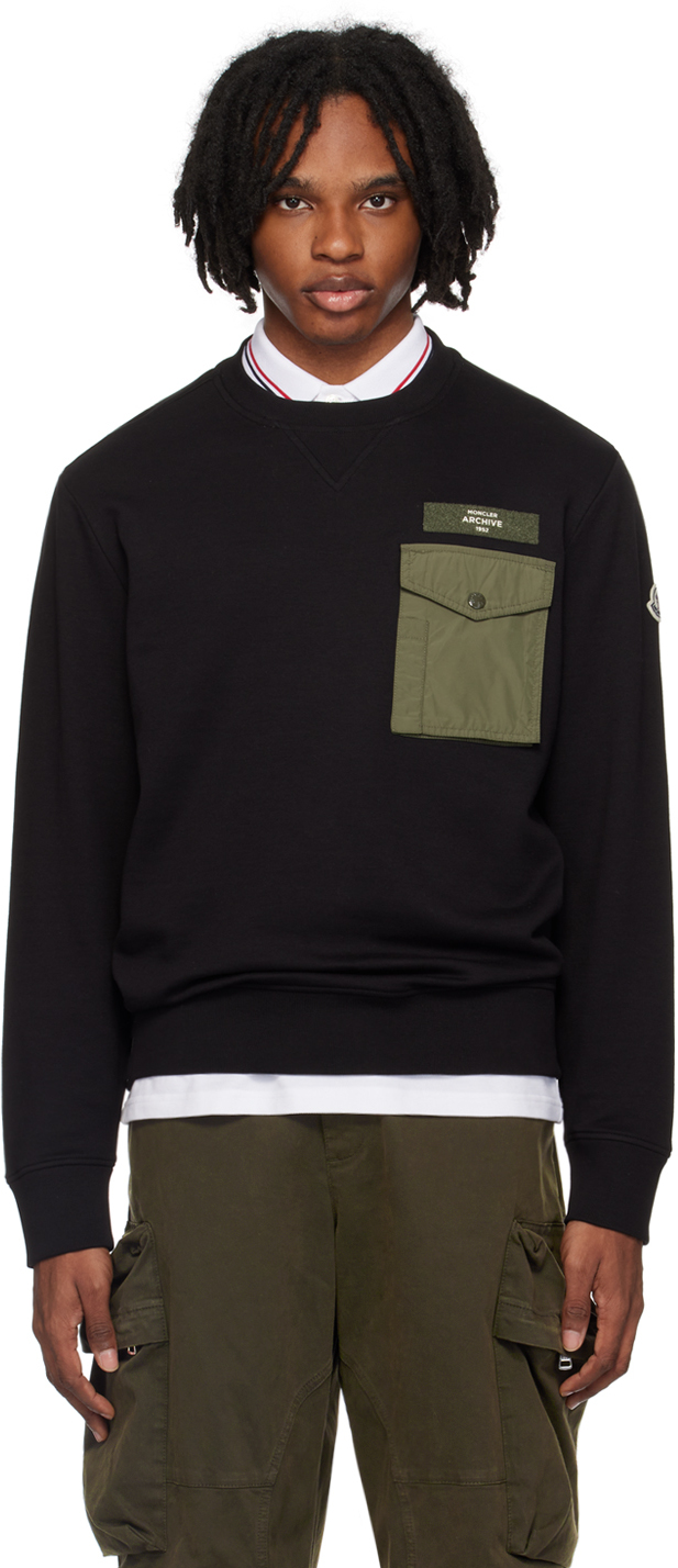 Shop Moncler Black Pocket Sweatshirt In Black 999