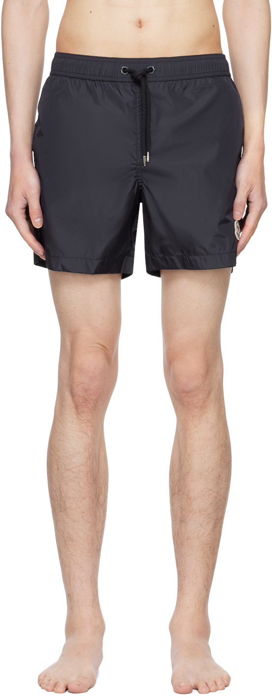 Moncler: Navy Patch Swim Shorts | SSENSE