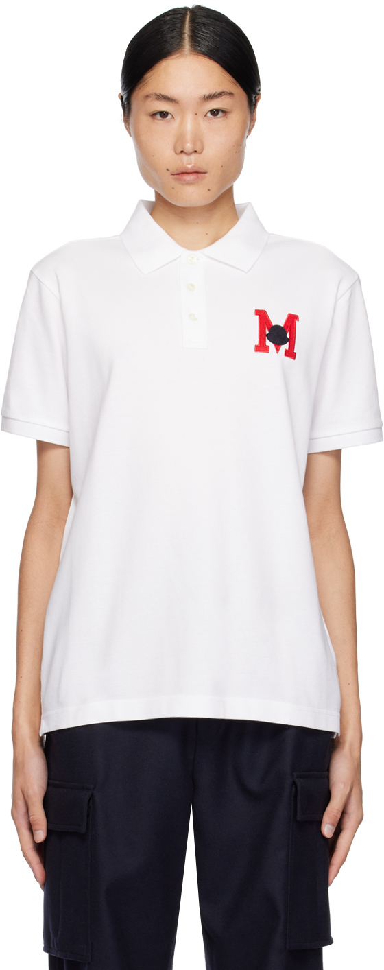Moncler White Patch Polo In White 002