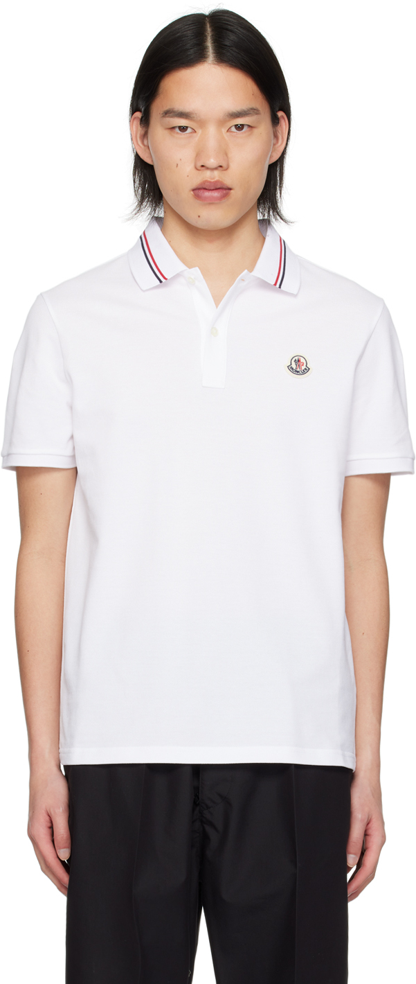 Moncler White Patch Polo In White 002