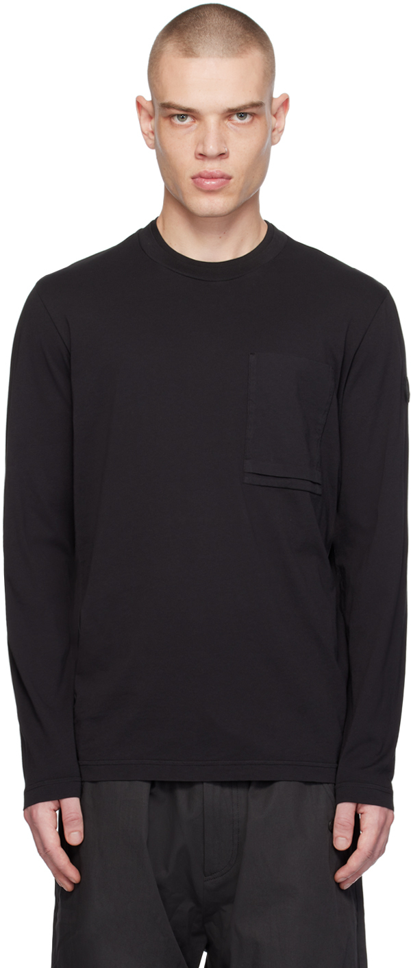 Moncler Black Patch Pocket Long Sleeve T-shirt In Black 999