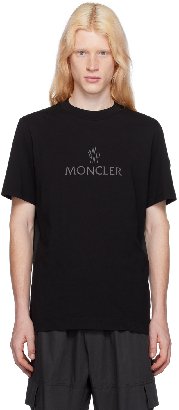 ブラック黒999極美品✨ モンクレール Tシャツ 襟 肩 ロゴ ブラック L