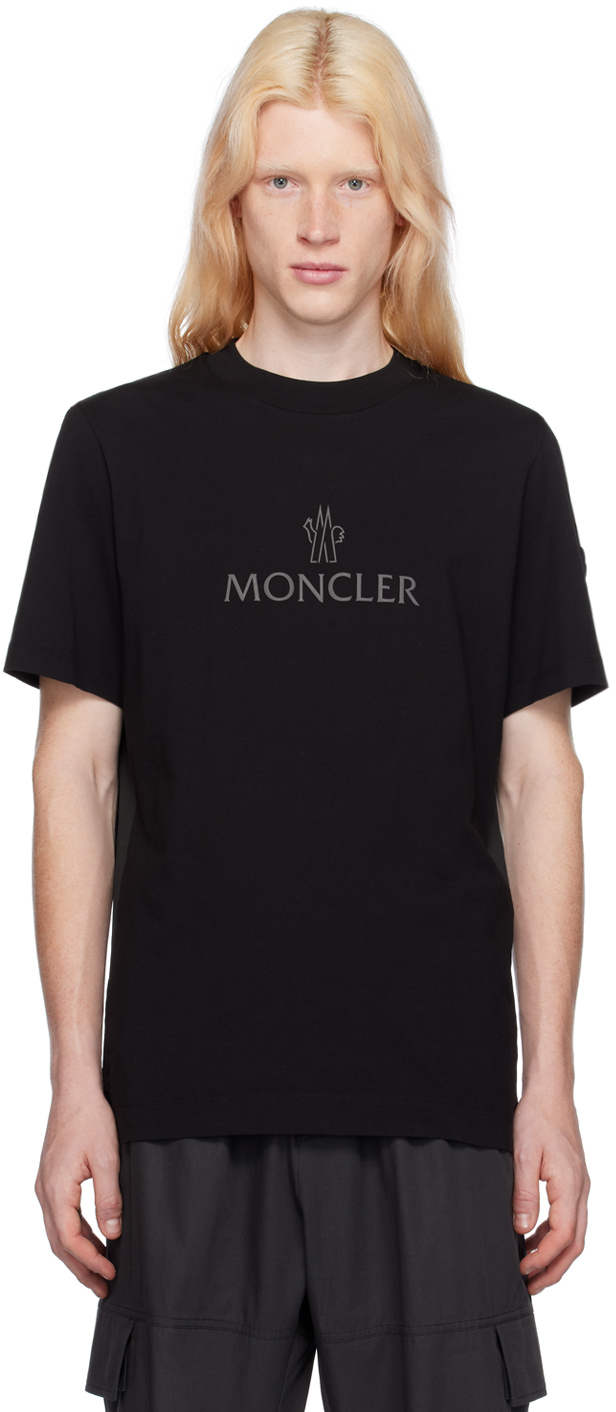 Moncler: Black Bonded T-Shirt | SSENSE